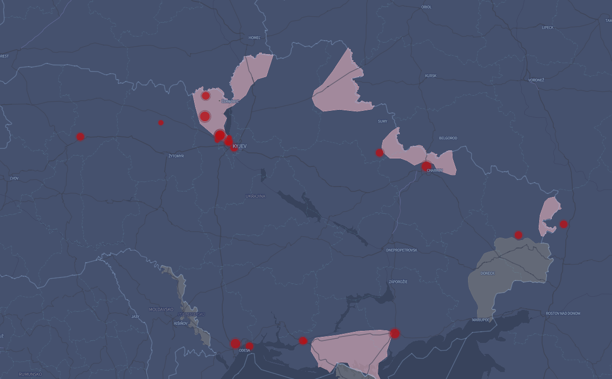 Interaktivní mapa války na Ukrajině