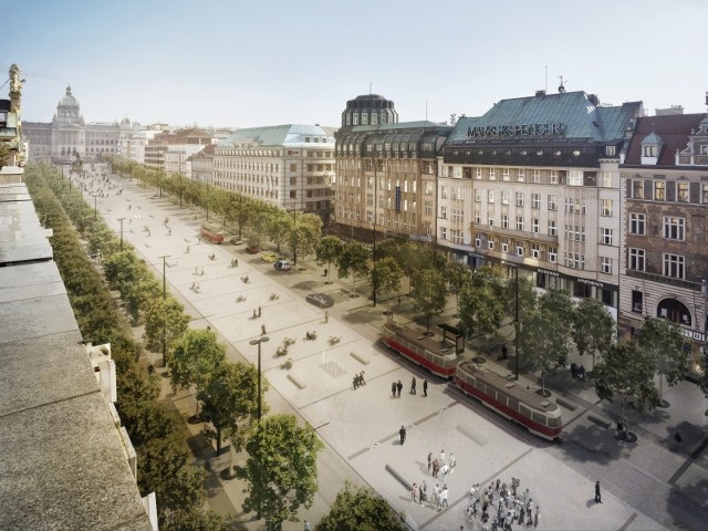 OBRAZEM: Další rekonstrukce Václavského náměstí. DPP zahájí stavbu tramvajové tratě