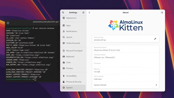 AlmaLinux má testovací verzi Kitten, KDE chystá vlastní distribuci