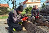 Bohumínští hasiči štípou dřevo pro zaplavené domácností. Lesy České republiky darovaly 130 kubíků